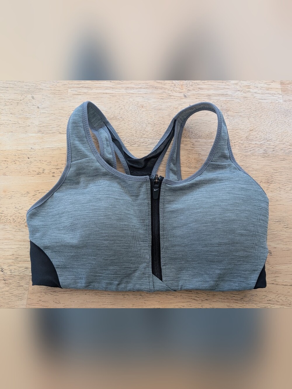 Nike Front-Zip Gray Sports Bra - Size Small